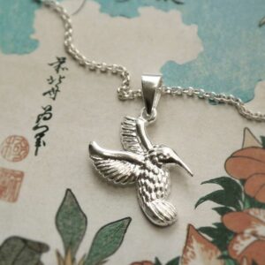 silver hummingbird pendant on plain chain