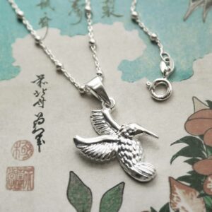 silver hummingbird pendant on ball chain