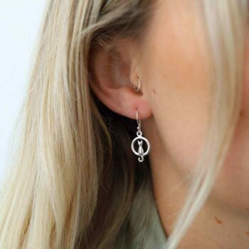 MZB111E STERLING SILVER CAT AND MOON EARRINGS MODEL