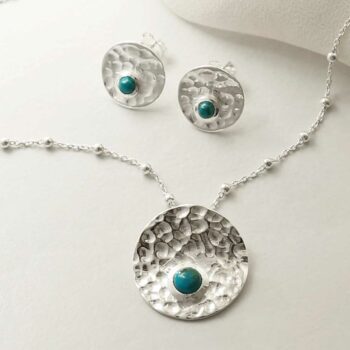 MZB116 T STERLING SILVER SHIMMERING TURQUOISE SET