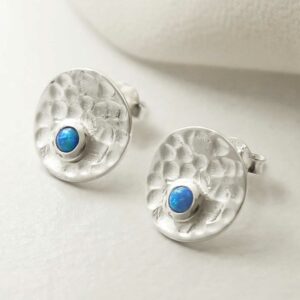 single opalite gem in centre of hammered stud earrings