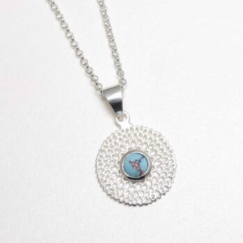 MZB117P TR Sterling Silver Chrysanthemum Turquoise Necklace 2
