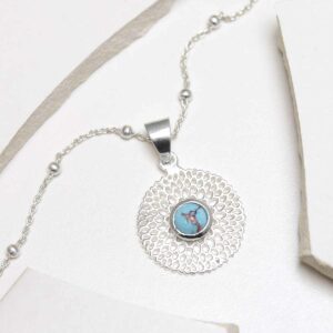 MZB117P TR Sterling Silver Chrysanthemum Turquoise Necklace 4