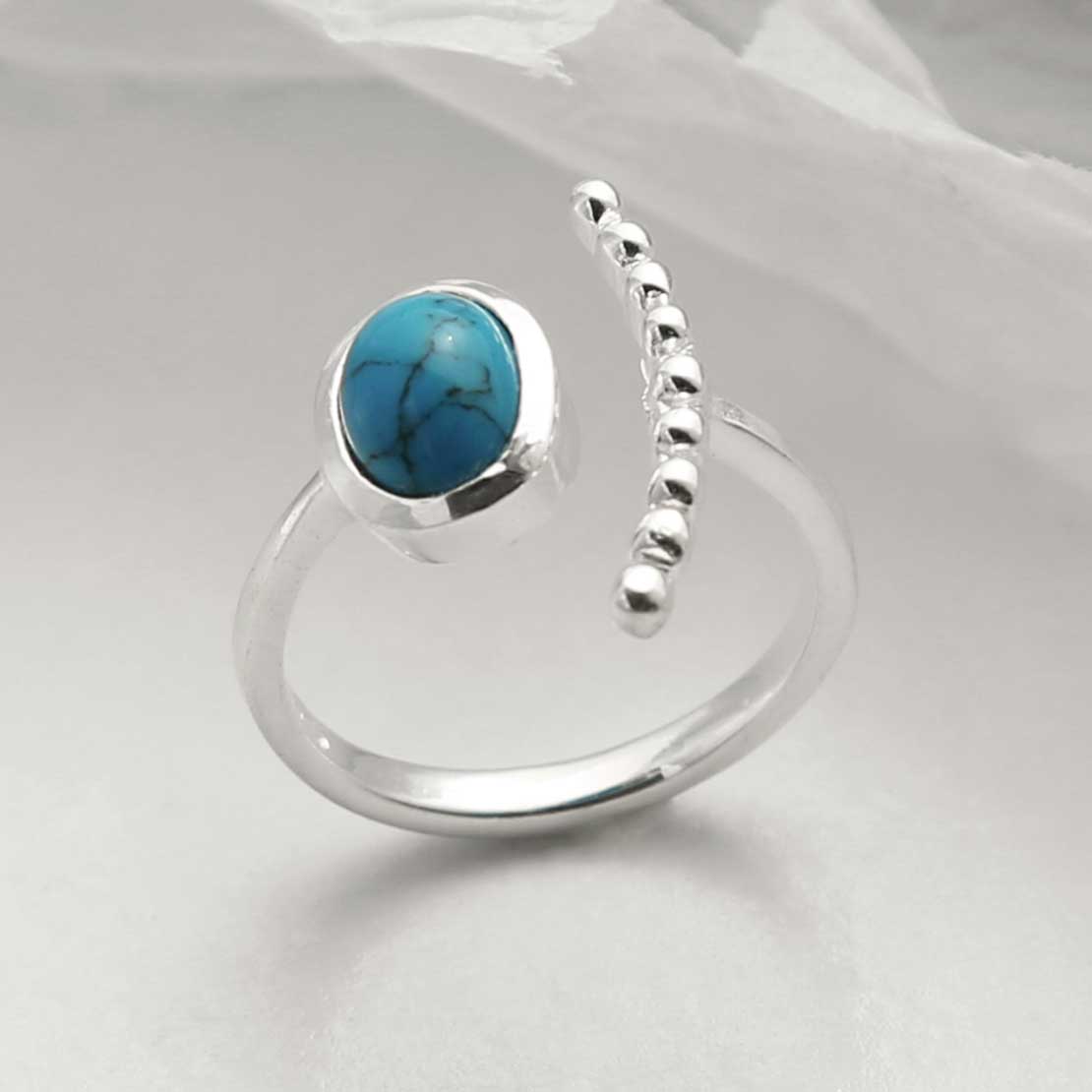 Sunset Sunrise Ring, Turquoise Stacking Rings For Women, Silver Chunky Adjustable Rings, Open Silver Mix And Match Rings