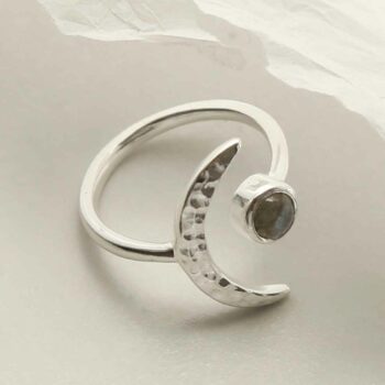 MZB123 LB STERLING SILVER LABRADORITE MOON ADJUSTABLE RING 3