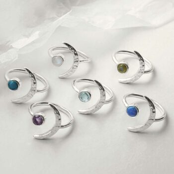 MZB123 STERLING SILVER MOON ADJUSTABLE RING GROUP 1