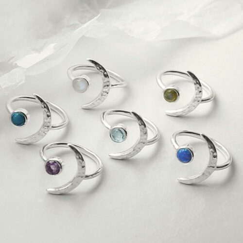 Silver Moon Rings Sterling Silver Turquoise Moon Adjustable Ring | Martha Jackson Silver