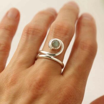MZB124 LB STERLING SILVER LABRADORITE VINE RING MODEL