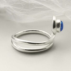 silver winding band opalite ring side view