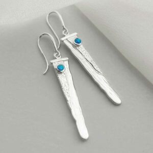 silver water pour earrings with opalite strewn