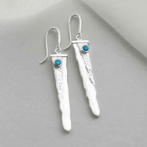 silver water pour earrings with opalite laid