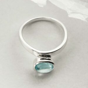 silver blue topaz stacking ring laid