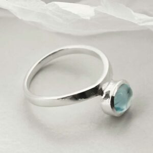 silver blue topaz stacking ring side view