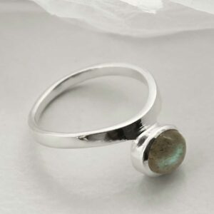 silver labradorite stacking ring side view