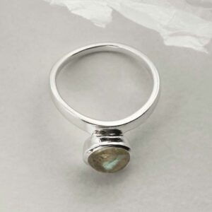 silver labradorite stacking ring laid