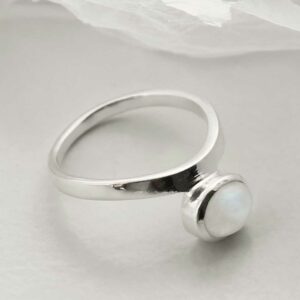 silver moonstone stacking ring side view