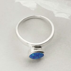 silver opalite stacking ring laid