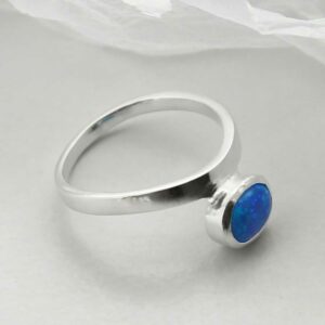 silver opalite stacking ring side view