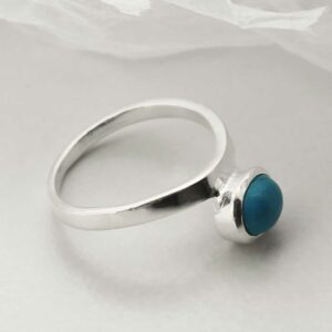 silver turquoise stacking ring side view