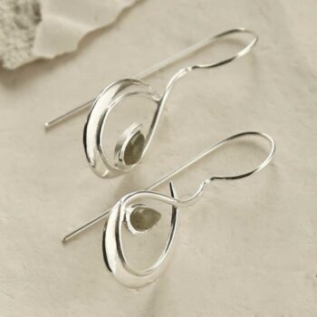 MZB129 LB STERLING SILVER LABRADORITE LOOP DROP EARRINGS 3