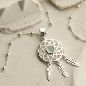 MZB130P BT STERLING SILVER BLUE TOPAZ DREAM CATCHER NECKLACE 2