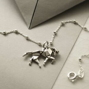 folded paper style horse pendant on ball chain