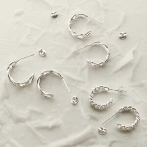 silver curb chain hoop studs all sizes