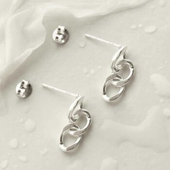 MG004L STERLING SILVER CURB CHAIN EARRINGS 3