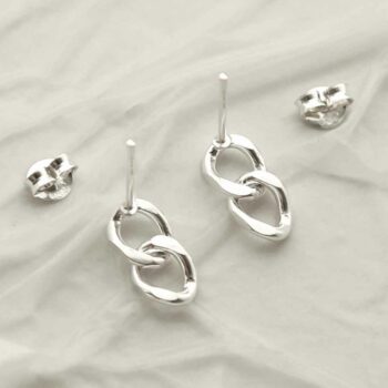 MG004S STERLING SILVER SHORT CURB CHAIN EARRINGS 1