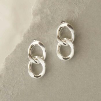 MG004S STERLING SILVER SHORT CURB CHAIN EARRINGS 5