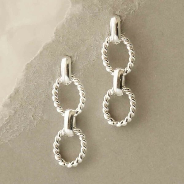 MG008 STERLING SILVER BRAIDED CHAIN LINK EARRINGS 6