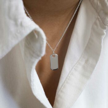 MC208S STERLING SILVER SOLID DOG TAG NECKLACE SMALL MODEL min