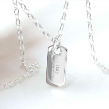 Sterling Silver Small Solid Dog Tag Necklace with engraving