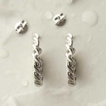 MG0012 STERLING SILVER SIDEWAYS CURB HOOP STUD EARRINGS 2