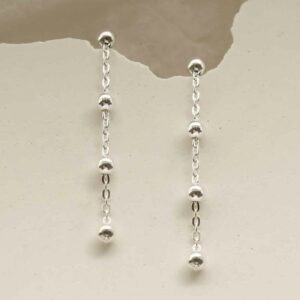 silver ball chain dangly earrings laid