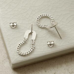 MG011 STERLING SILVER ARCH CHAIN EARRINGS 3