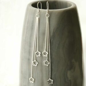 silver hanging stars dangly earrings hanging from pot