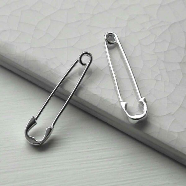 ML961L STERLING SILVER LARGE SAFETY PIN EARRINGS 6
