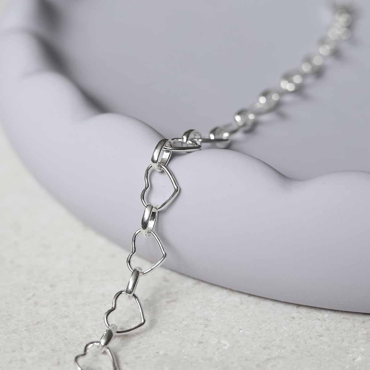 Genuine 925 Sterling Silver 3mm Heart Link Bracelet | eBay