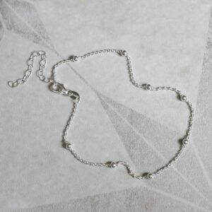 silver chain anklet with tiny balls strewn