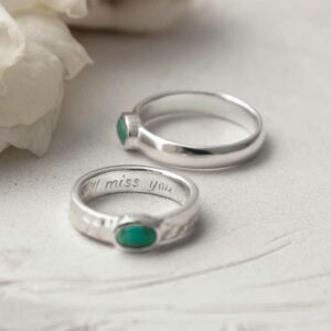 silver hammered and polished turquoise rings