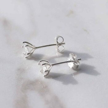 ML771 STERLING SILVER CUBIC ZIRCONIA STUD EARRINGS 3