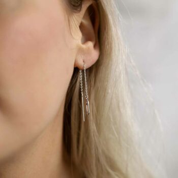 ML797 Sterling Silver Safety Pin Threader Earrings Model