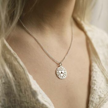 ML813 Sterling Silver Dahlia Pendant Necklace Model 2