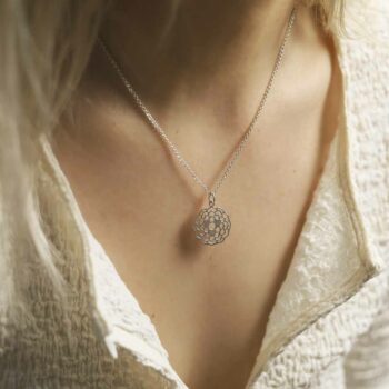 ML813 Sterling Silver Dahlia Pendant Necklace Model