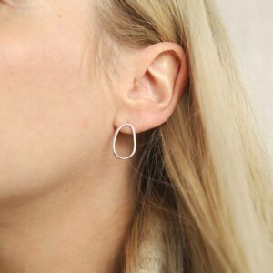 Asymmetric Oval Stud Earrings on Model