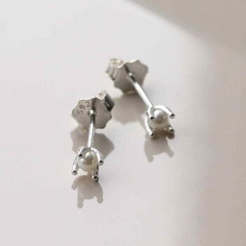 ML828 STERLING SILVER TINY PEARL STUD EARRINGS 1