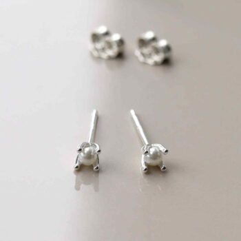 ML828 STERLING SILVER TINY PEARL STUD EARRINGS 2