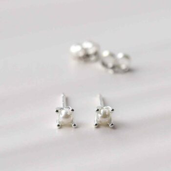 ML828 STERLING SILVER TINY PEARL STUD EARRINGS 3