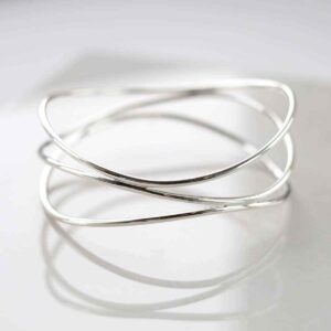 Sterling silver wire bangle on tile